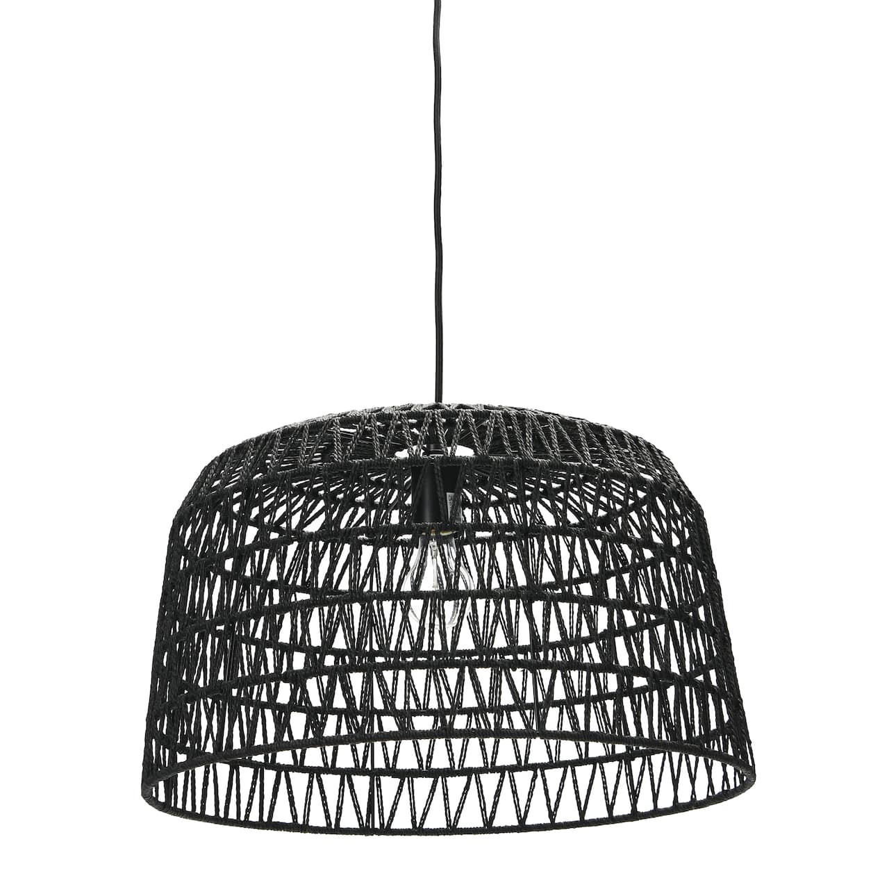 Hello Honey® 19.5" Charcoal Gray Woven Pendant Lamp